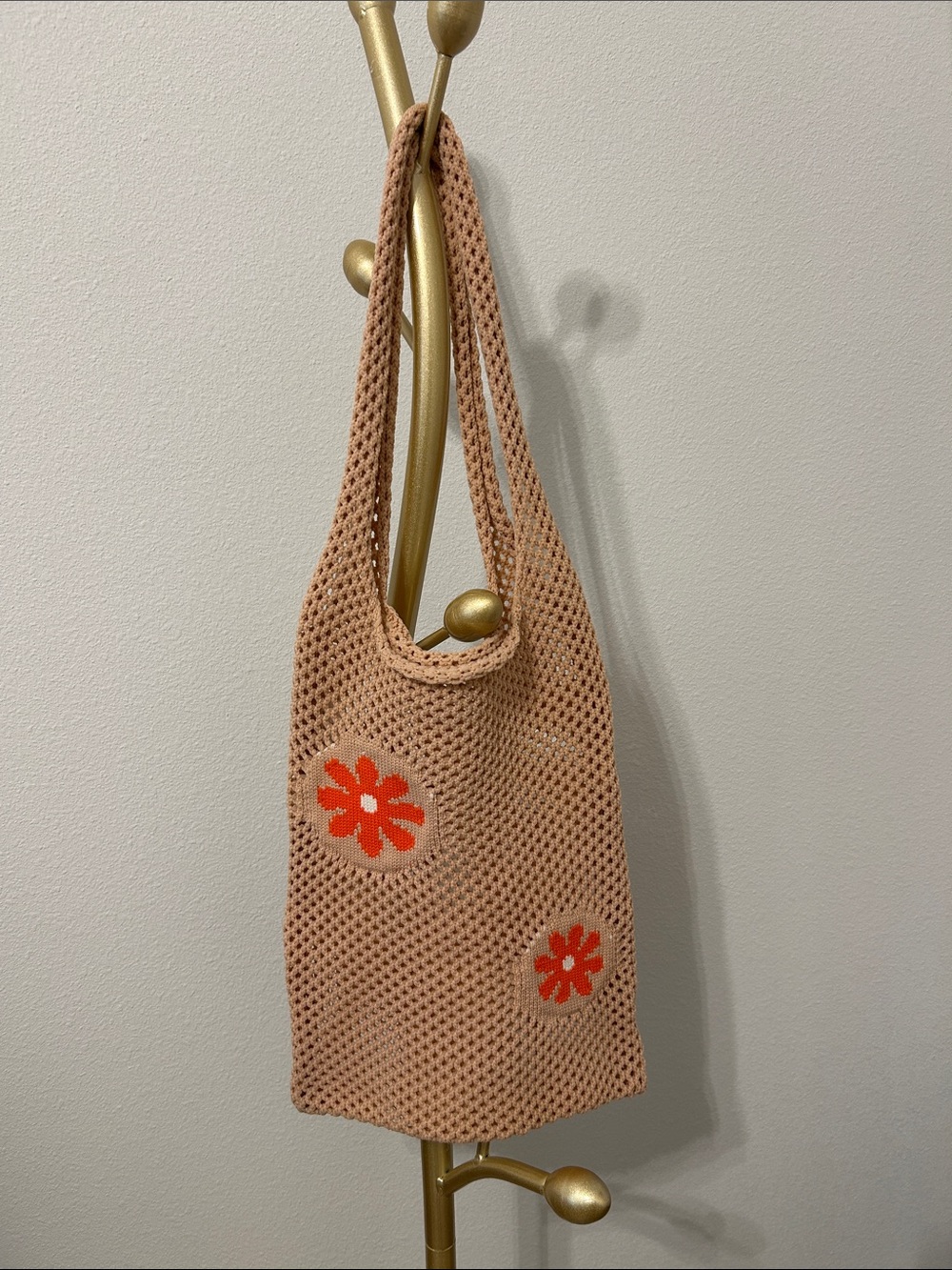 Crochet Flower Tote Boho Floral Crochet Bag Women Woven Purse Bag Knit